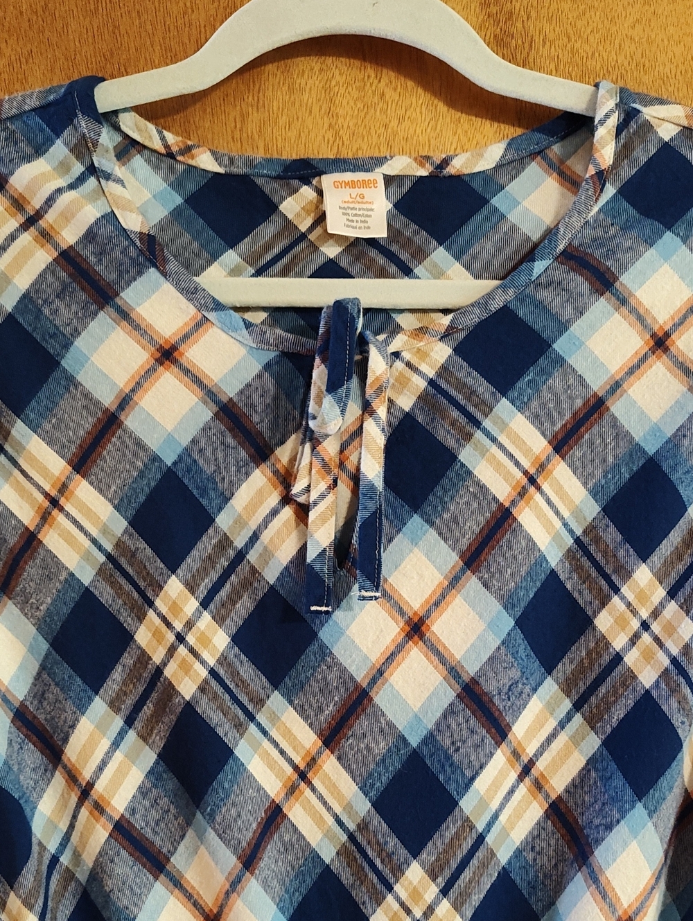 NWT Gymboree x Mandy Moore Womens Dress Plaid Twill Blue Orange White Bias Cut L - Picture 4 of 14